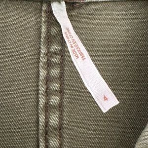 Free people army green cargo jumpsuit